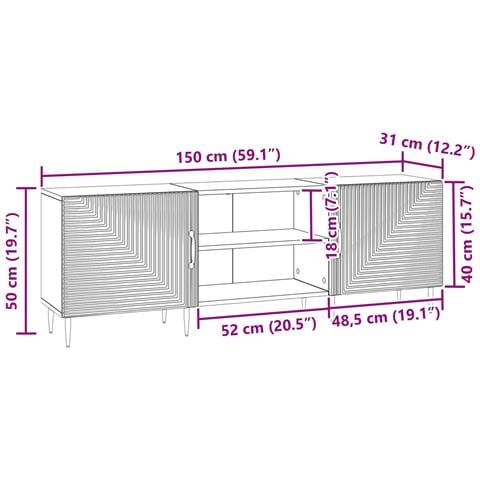 Mobile TV Legno antico 150 x 31 x 50 cm Legno ingegnerizzato - Foto 9