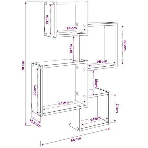 Mensole Cubo da Parete A parete Bianco 64 x 13,5 x 91,5 cm - Foto 7