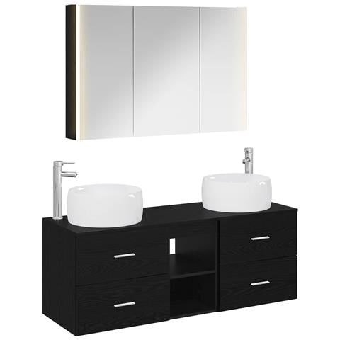 Set di mobili per il bagno 4 pcs Rovere Nero - Foto 1