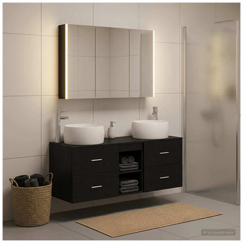 Set di mobili per il bagno 4 pcs Rovere Nero - Foto 2