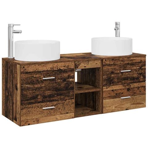 Set di mobili per il bagno 3 pz Legno antico - Foto 1