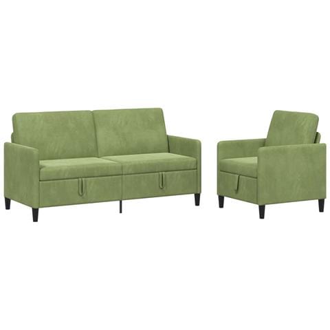 Set di Divani con Storage 2 pz Verde chiaro Poliestere - Foto 1