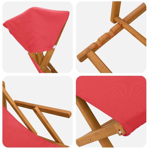 Lettino 4 pcs 3 Posizione Legno di Eucalipto Massello Rosso - Foto 2