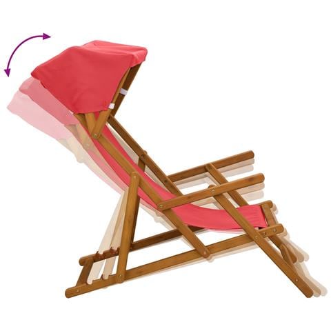 Lettino 4 pcs 3 Posizione Legno di Eucalipto Massello Rosso - Foto 10