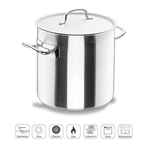 50150 - Pentola alta in acciaio inox, coperchio incluso, adatta a tutti i tipi di fornelli, - Foto 2