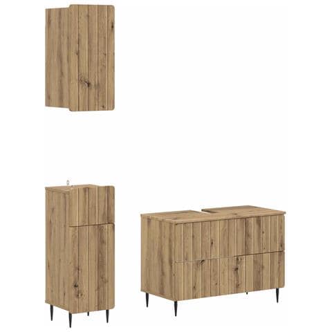 Set di armadietti da bagno in 3 pezzi ZWOLLE Rovere Artigianale - Foto 1