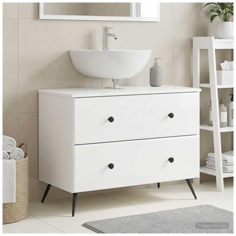 Armadio per Lavabo da Bagno BREDA Bianco Lucido 82 x 41 x 59 cm - Foto 2