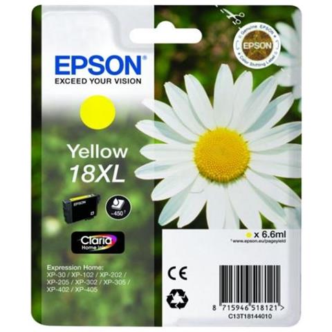 Cartuccia Originale Epson T1814 Xl Gialla Per Epson Xp30 Xp102 Xp202 Xp205 Xp302 Xp305 Xp402 C13t18144012 18xl - Foto 1