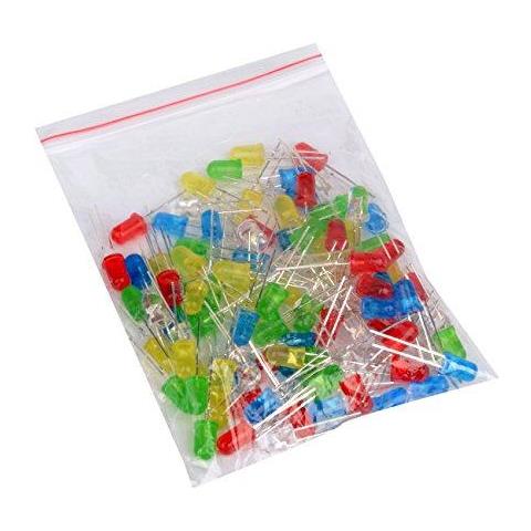 100-pack Led Rotonda Rosso Giallo Verde Blu Bianco Diodi Emettitori Di 5 Millimetri Miscela Di Colore - Foto 2