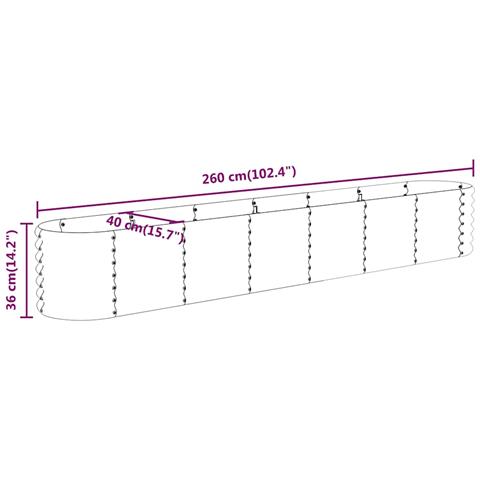 Letto da Giardino in Acciaio a Polvere 260x40x36 cm Antracite - Foto 2