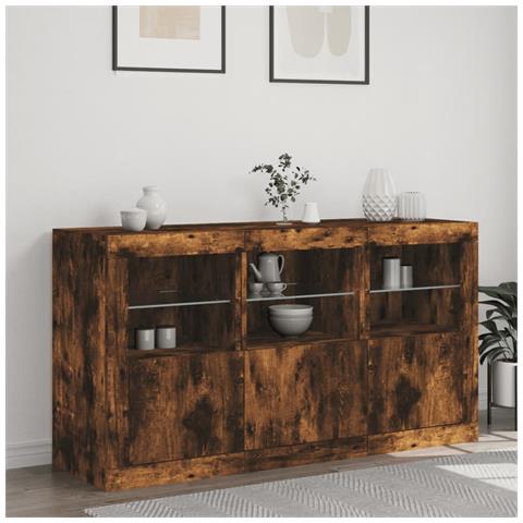Credenza Con Luci Led Rovere Fumo 123x37x67 Cm - Foto 3