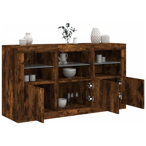 Credenza Con Luci Led Rovere Fumo 123x37x67 Cm - Foto 1