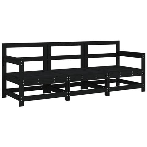 Set Salotto Da Giardino 3 Pz Nero In Legno Massello Di Pino - Foto 2
