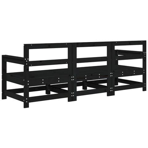 Set Salotto Da Giardino 3 Pz Nero In Legno Massello Di Pino - Foto 3