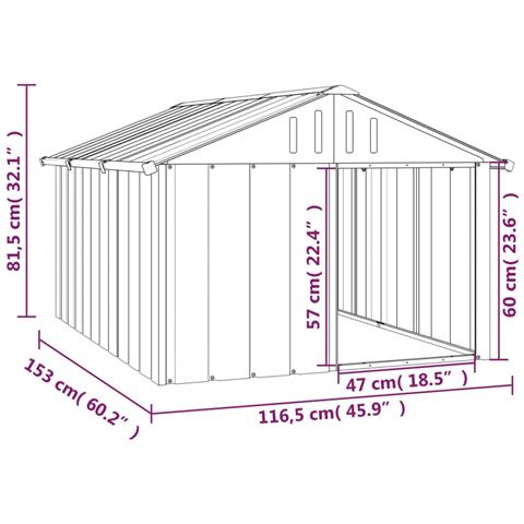Casetta per Cani Antracite 116,5x153x81,5 cm Acciaio Zincato - Foto 5