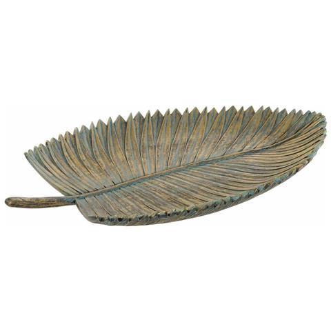 Centrotavola Dkd Home Decor 39 X 23 X 5 Cm Grigio Dorato Tropicale Foglia Della Pianta - Foto 1