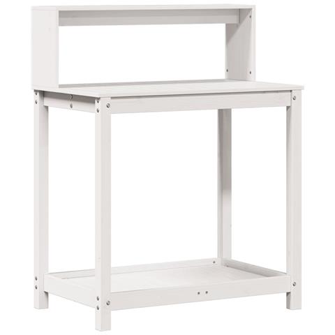 Tavolo Invaso Con Ripiani Bianco 82,5x50x109,5 Cm Massello Pino - Foto 2