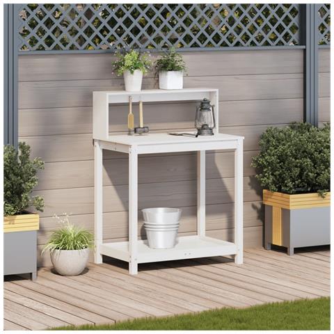 Tavolo Invaso Con Ripiani Bianco 82,5x50x109,5 Cm Massello Pino - Foto 3