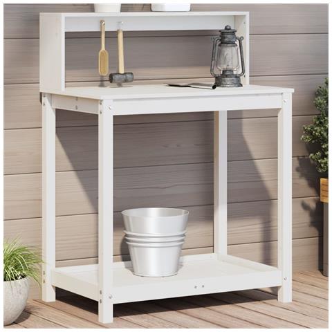 Tavolo Invaso Con Ripiani Bianco 82,5x50x109,5 Cm Massello Pino - Foto 1