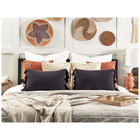 Cuscino Decorativo Lythrum Cotone 55 X 35 Cm Tinta Unita Nero - Foto 1