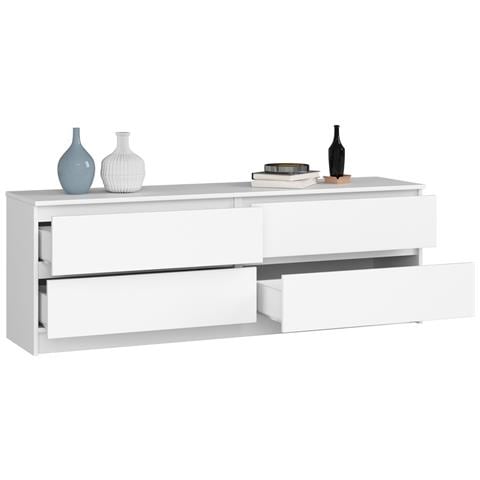 Cassettiera K160, 4 cassetti, 160x40x55 cm, Colore Bianco - Foto 2
