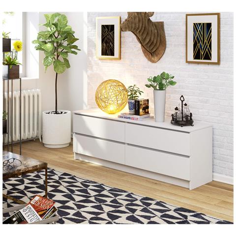 Cassettiera K160, 4 cassetti, 160x40x55 cm, Colore Bianco - Foto 6