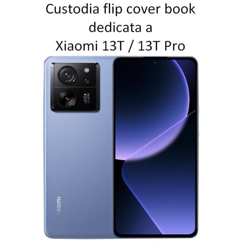 Custodia A Libro Book Cover Case Per Xiaomi 13t - 13t Pro Navy-lime - Foto 2