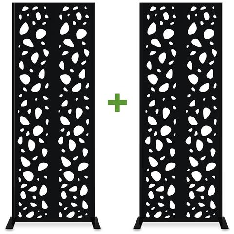 Set Di 2 Pannelli Decorativi Sunny Black H.160cm Motivi Sui Lati - Foto 1
