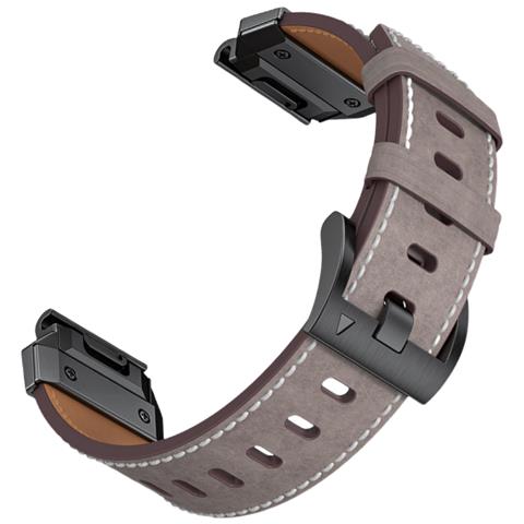 Cinturino In Vera Pelle Per Garmin Fenix 8/7x/7/6/5/965 Gray 22 Mm - Foto 2