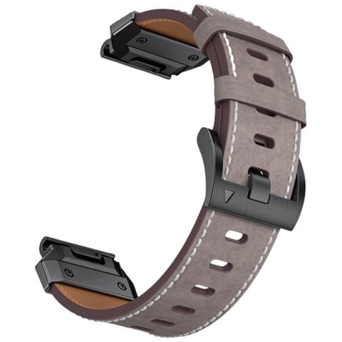 Cinturino In Vera Pelle Per Garmin Fenix 8/7x/7/6/5/965 Gray 22 Mm - Foto 1
