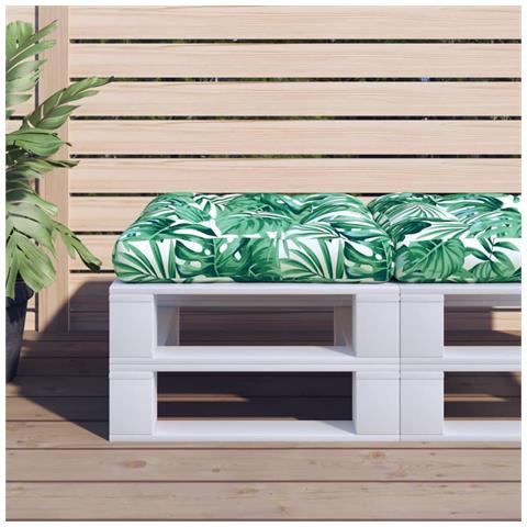 Cuscino Per Pallet Con Motivo A Foglie 60x60x12 Cm In Tessuto - Foto 1
