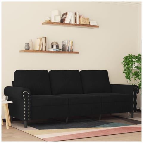 Divano A 3 Posti Nero 180 Cm In Velluto - Foto 1