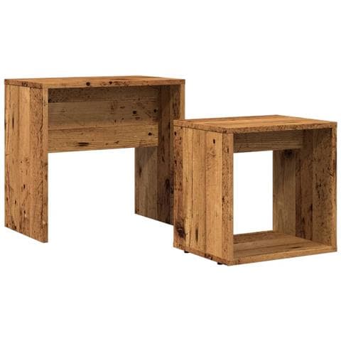 Tavolini Impilabili 2 Pz Legno Antico In Truciolato - Foto 2