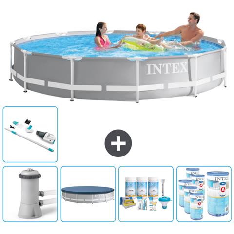 Piscina Fuori Terra - In Giro - 366x366x76 Cm - Grigio - Include Accessori Coordinati Cb19 - Foto 1