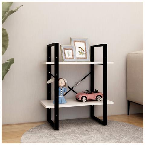 Libreria A 2 Ripiani Bianca 60x30x70 Cm In Massello Di Pino - Foto 2