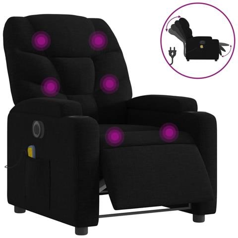 Lusso Casadino -  Poltrona Massaggiante Reclinabile Elettrica Nera In Tessuto - Foto 1