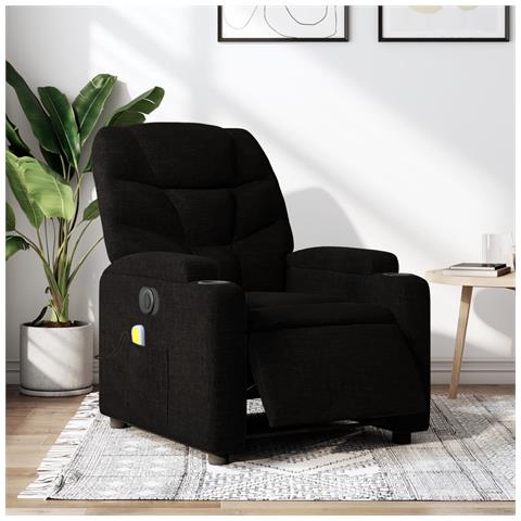 Lusso Casadino -  Poltrona Massaggiante Reclinabile Elettrica Nera In Tessuto - Foto 8