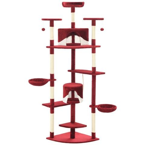 Albero Per Gatti E Tiragraffi In Sisal 203 Cm Rosso E Bianco - Foto 1