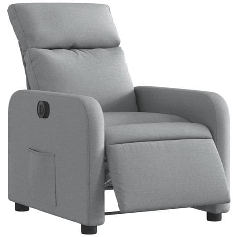 Poltrona Elettrica Reclinabile Grigio Chiaro In Tessuto - Foto 2