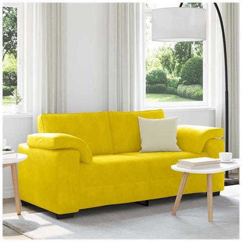 Divano Divanetto Giallo 140 cm in Velluto - Foto 2