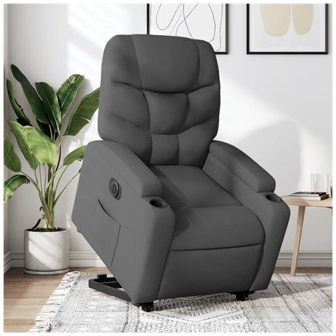 Poltrona Alzapersona Reclinabile Elettrica Grigio Scuro Tessuto - Foto 2