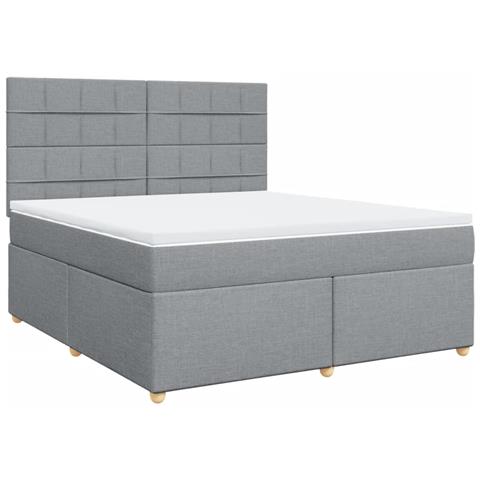 Giroletto a Molle con Materasso Grigio Chiaro180x200 cm Tessuto - Foto 1