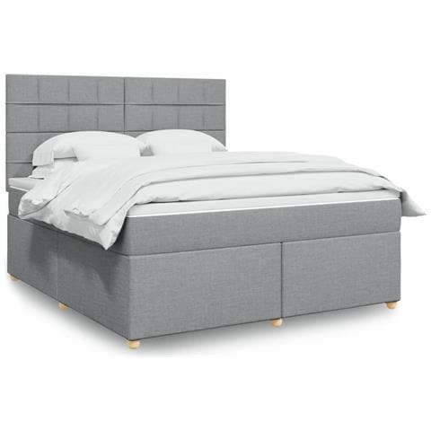 Giroletto a Molle con Materasso Grigio Chiaro180x200 cm Tessuto - Foto 2