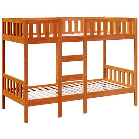 Letto a Castello Marrone Cera 90x190 cm in Legno di Pino - Foto 1