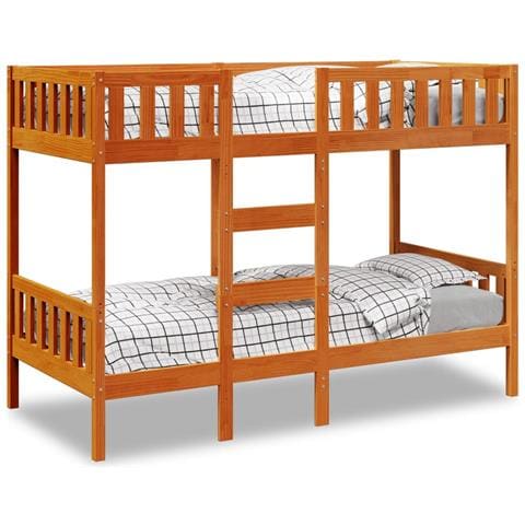 Letto a Castello Marrone Cera 90x190 cm in Legno di Pino - Foto 2