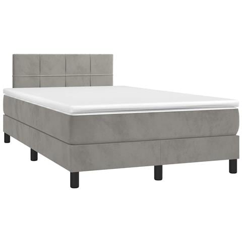 Letto a Molle Materasso e LED Grigio Chiaro 120x190 cm Velluto - Foto 2