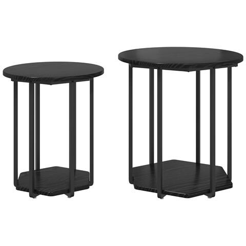 Tavolino 2 pezzi Nero Rovere Legno Ingegnerizzato e Metallo - Foto 1