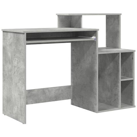 Scrivania con Storage Grigio Cemento 120,5x44x88,5 cm Legno Ingegnerizzato - Foto 1
