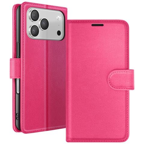 Custodia A Portafoglio Per Iphone 17 Pro Con Supporto E Linguetta Magnetica, Fucsia - Foto 1