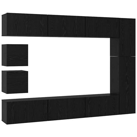 Set mobile TV 10 pcs Rovere nero Legno multistrato - Foto 1